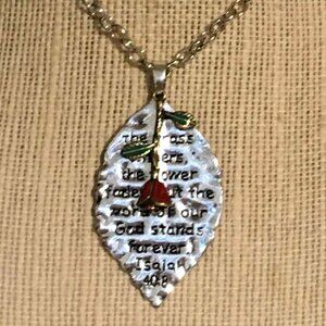 🍃 Isaiah 40:8 Handcrafted Leaf Necklace – Inspirational Scripture Jewelry 🍃